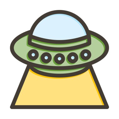 Kişisel ve ticari kullanım için Renk Simgesi Doldurulmuş UFO Vektör Kalın Çizgisi