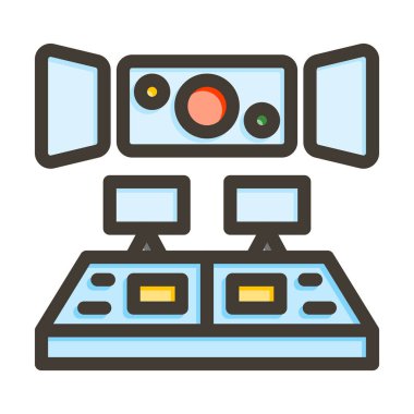 Uzay Gemisi Kontrol Odası Kalın Çizgisi Kişisel ve Ticari Kullanım İçin Renk Simgesi Dolduruldu