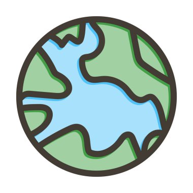 Kişisel ve ticari kullanım için Renk Simgesi Doldurulmuş Dünya Vektörü Kalın Çizgisi