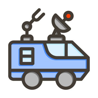 Uzay Arabası Kalın Çizgisi Kişisel ve Ticari Kullanım İçin Renk Simgesi Dolduruldu