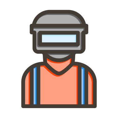 Oyuncu Vektör Kalın Çizgisi Kişisel ve Ticari Kullanım için Renk Simgesi Dolduruldu