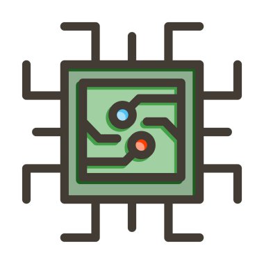 Çip Vektör Kalın Çizgisi Kişisel ve Ticari Kullanım için Renk Simgesi Dolduruldu