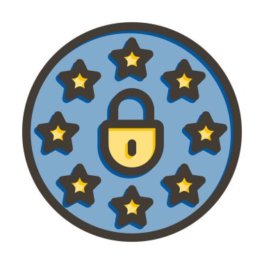 Kişisel ve Ticari Kullanım için Renk Simgesi Doldurulmuş GDPR Uyum Vektörü Kalın Çizgisi