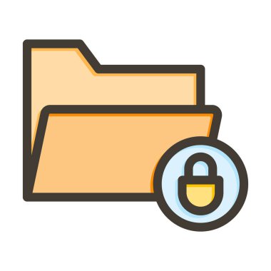 Şifrelenmiş Veri Vektörü Kalın Çizgisi Kişisel ve Ticari Kullanım İçin Renk Simgesi Dolduruldu