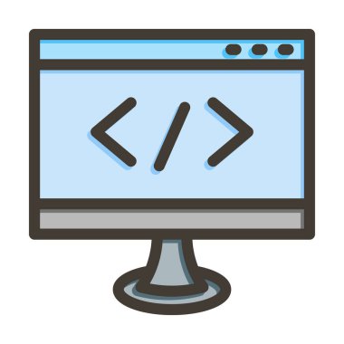 Kişisel ve ticari kullanım için Renk Simgesi Doldurulmuş Kodlama Vektörü Kalın Satırı