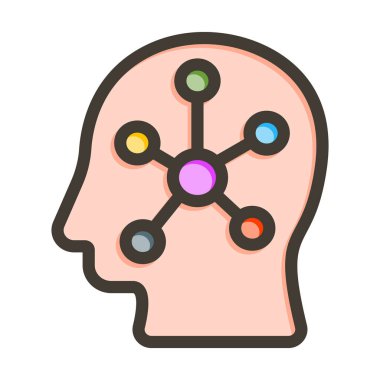 Kişisel ve Ticari Kullanım İçin Renk Simgesi Doldurulmuş Zihin Haritası Vektör Kalın Çizgisi