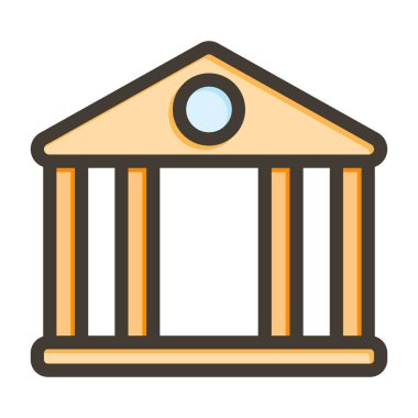 Müze Vektörü Kalın Çizgisi Kişisel ve Ticari Kullanım İçin Renk Simgesi Dolduruldu