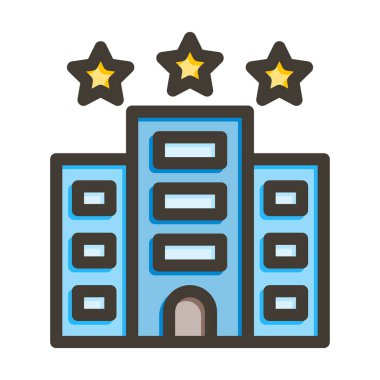 Otel Vektör Kalın Çizgisi Kişisel ve Ticari Kullanım İçin Renk Simgesi Dolduruldu