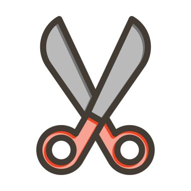 Kişisel ve Ticari Kullanım İçin Renk Simgesi Doldurulmuş Makas Vektör Kalın Çizgisi