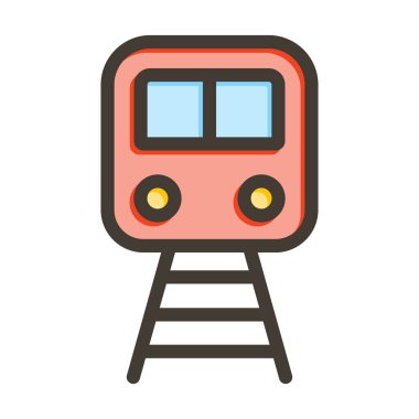 Kişisel ve ticari kullanım için Renk Simgesi Doldurulmuş Tren Vektörü Kalın Çizgisi