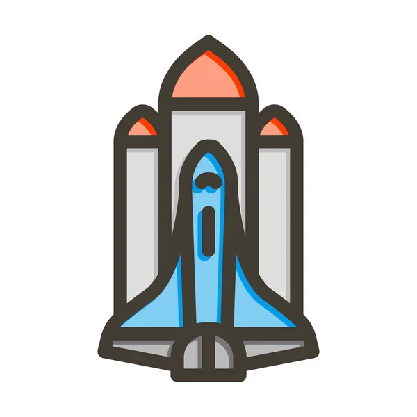 Space Shuttle Vector Thick Line Filled Colors Icon Personal Commercial — Stock Vector