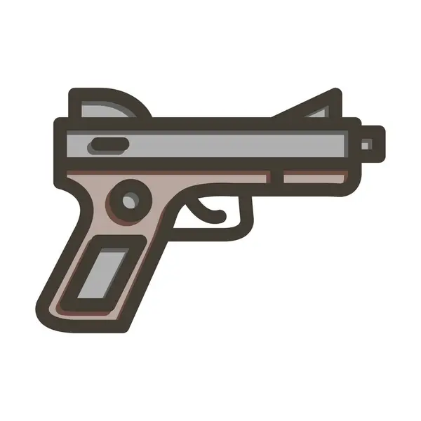 Pistol Vector Thick Line Filled Colors Icon Personal Commercial Use — Stock Vector
