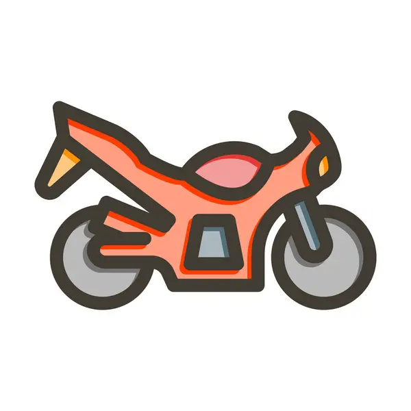 個人的および商業使用のためのバイクのベクターの厚いラインによって満たされる色のアイコン — ストックベクタ