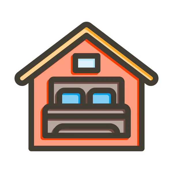 Accommodation Vector Thick Line Filled Colors Icon Personal Commercial Use — Stock Vector