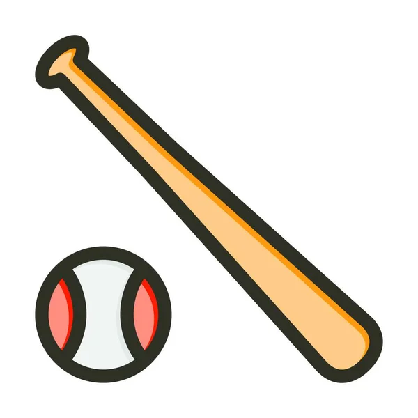 Batt Ball Vector Thick Line Colors Icon Für Den Persönlichen — Stockvektor