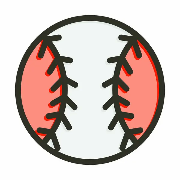 Baseball Vector Gruba Linia Wypełniona Kolorami Ikona Użytku Osobistego Komercyjnego — Wektor stockowy