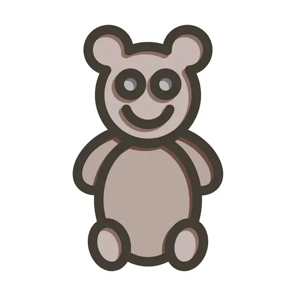 Teddy Bear Вектор Толстая Линия Заполненные Цвета Значок Личного Коммерческого — стоковый вектор