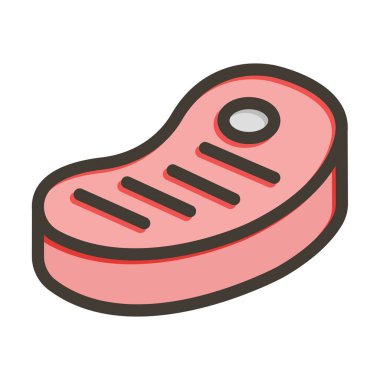 Biftek Vektörü Kalın Çizgisi Kişisel ve Ticari Kullanım İçin Renk Simgesi Dolduruldu