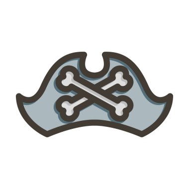 Kaptan Şapka Kalın Çizgisi Kişisel ve Ticari Kullanım için Renk Simgesi Dolduruldu