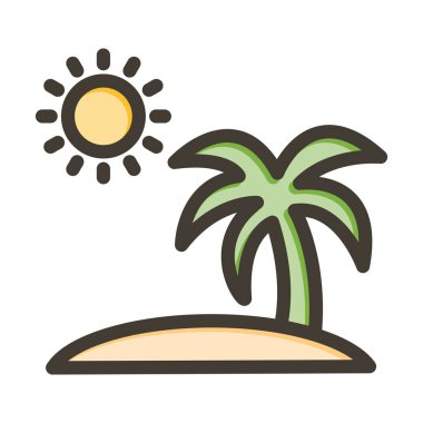 Ada Vektörü Kalın Çizgisi Kişisel ve Ticari Kullanım İçin Renk Simgesi Dolduruldu