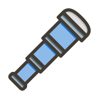 Spyglass Vektör Kalın Çizgisi Kişisel ve Ticari Kullanım İçin Renk Simgesi Dolduruldu