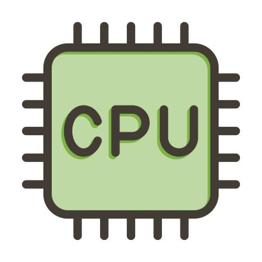 Kişisel ve Ticari Kullanım İçin Renk Simgesi Doldurulmuş İşlemci Kalın Çizgisi