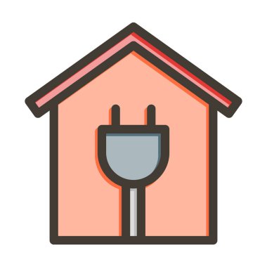 Kişisel ve ticari kullanım için Renk Simgesi Doldurulmuş Akıllı Ev Vektörü Kalın Çizgisi