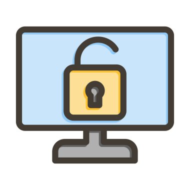 Siber Saldırı Vektör Kalın Çizgisi Kişisel ve Ticari Kullanım İçin Renk Simgesi Dolduruldu