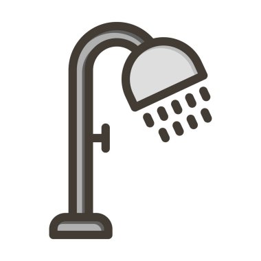 Duş Vektörü Kalın Çizgisi Kişisel ve Ticari Kullanım için Renk Simgesi Dolduruldu