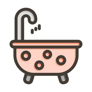 Küvet Vektörü Kalın Çizgisi Kişisel ve Ticari Kullanım İçin Renk Simgesi Dolduruldu