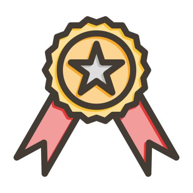 Ödül Vektörü Kalın Çizgisi Kişisel ve Ticari Kullanım için Renk Simgesi Dolduruldu