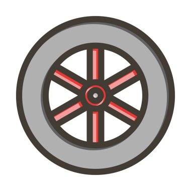 Tekerlek Vektörü Kalın Çizgisi Kişisel ve Ticari Kullanım İçin Renk Simgesi Dolduruldu