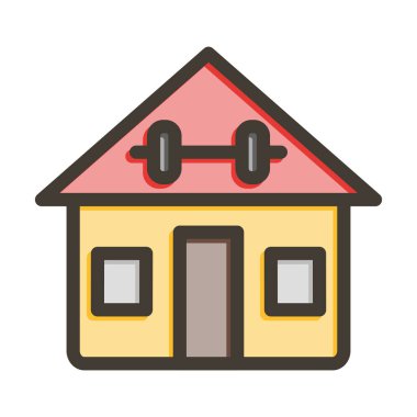 Spor Salonu Vektörü Kalın Çizgisi Kişisel ve Ticari Kullanım İçin Renk Simgesi Dolduruldu