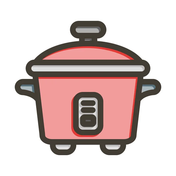 Rice Cooker Vector Thick Line Filled Colors Icon Personal Commercial — Stock Vector
