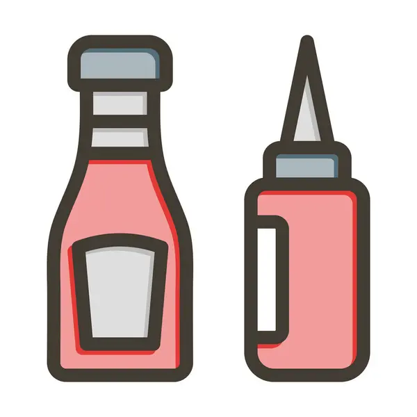 Ketchup Vector Thick Line Colors Icon Für Den Persönlichen Und — Stockvektor