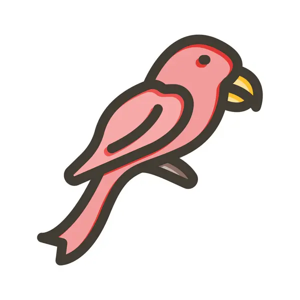 Parrot Vector Παχιά Γραμμή Γεμισμένα Χρώματα Εικονίδιο Για Προσωπική Και — Διανυσματικό Αρχείο