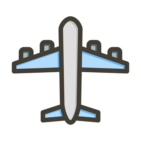 Airplane Vector Thick Line Colors Icon Für Den Persönlichen Und — Stockvektor