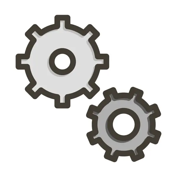 Gears Vector Thick Line Colors Icon Für Den Persönlichen Und — Stockvektor
