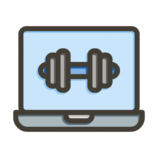 Online Workout Vector Thick Line Colors Icon Für Den Persönlichen — Stockvektor