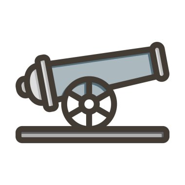 Kişisel ve ticari kullanım için Renk Simgesi Doldurulmuş Cannon Vector Kalın Çizgisi