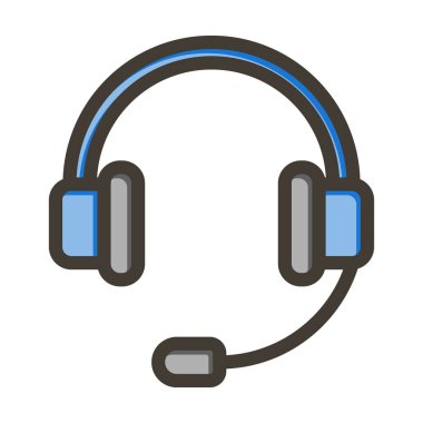 Kişisel ve ticari kullanım için Renk Simgesi Doldurulmuş Kulaklık Vektör Kalın Çizgisi