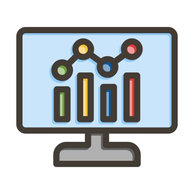 Veri Analizi Vektör Kalın Çizgisi Kişisel ve Ticari Kullanım İçin Renk Simgesi Dolduruldu