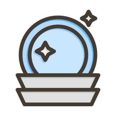 Kişisel ve Ticari Kullanım İçin Renk Simgesi Doldurulmuş Bulaşık Kalın Çizgisi