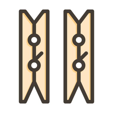 Clothespin Vektör Kalın Çizgisi Kişisel ve Ticari Kullanım için Renk Simgesi Dolduruldu