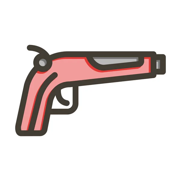 Толстая Линия Вектора Пистолета Заполненные Цвета Значок Личного Коммерческого Использования — стоковый вектор