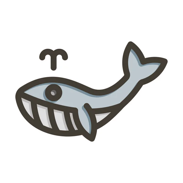 個人的および商業使用のための鯨のベクターの厚いラインによって満たされる色のアイコン — ストックベクタ