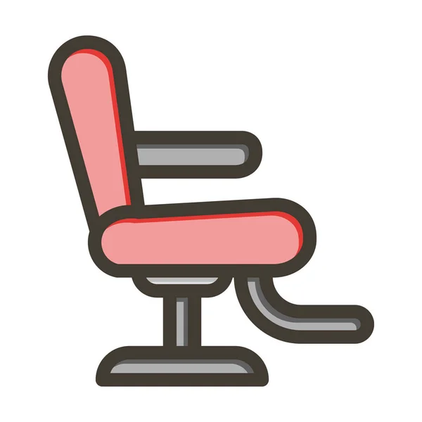 Cadeira Barbeiro Vector Linha Grossa Preenchida Ícone Cores Para Uso —  Vetores de Stock