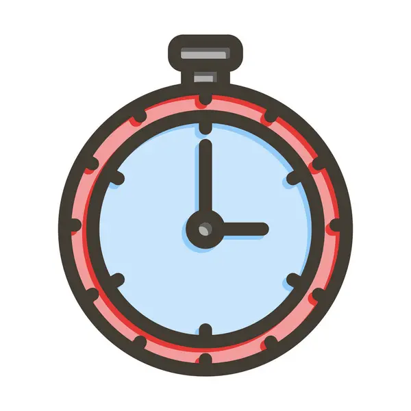 Stop Watch Vector Thick Line Filled Colors Icon Personal Commercial — Stock Vector