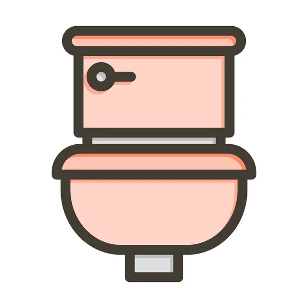 Linha Grossa Vetor Toalete Ícone Enchido Das Cores Para Uso —  Vetores de Stock