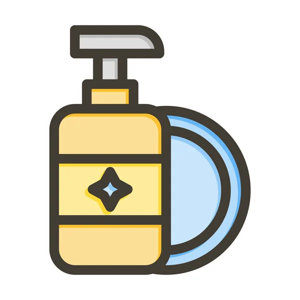 个人和商业用途的Dish肥皂病媒填充线填充色图标 — 图库矢量图片